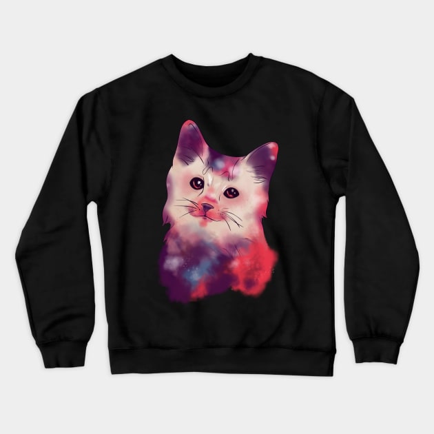 Cute Galactic Cat Space Exploration Kitten Crewneck Sweatshirt by theperfectpresents